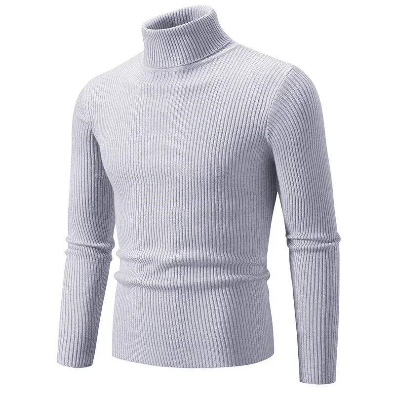 New Trend Men\'s High Neck Sweater Pullover Knitted Warm Casual Men Clothing Knitted Sweater Men