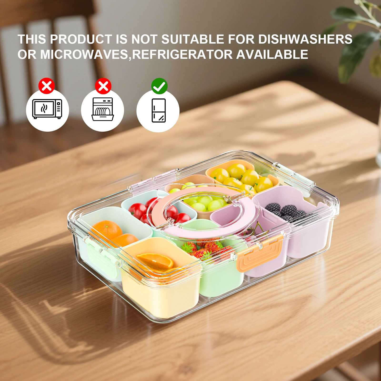 1pcs Sealed Eight Compartment Refrigerator Storage Box, Multi Specification Miscellaneous Grain Seasoning Box, Frozen Drain Pres