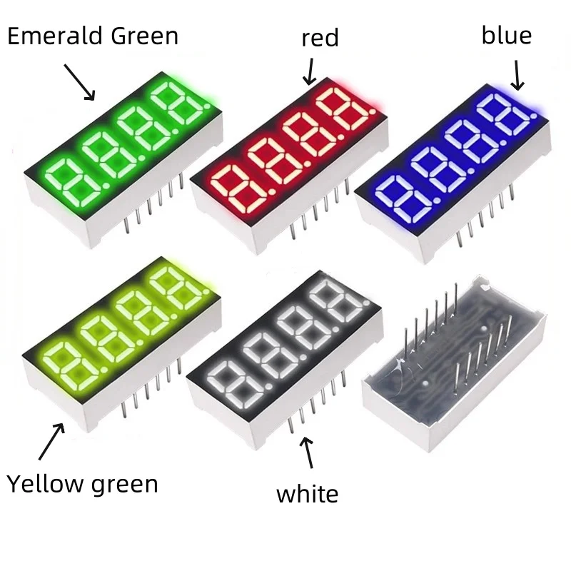 5pcs LED digital tube 0.36 inch 4-digit 3461AS/AH common cathode 3641BS/BH common anode high brightness red green white NEW
