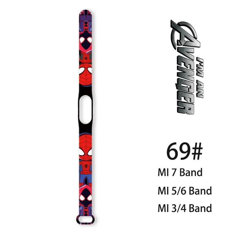 Silicone The Avengers Bracelet for Mi Band 7 6 5 4 3 Sport Wristband Mi spiderman replacement strap For Smart watch band