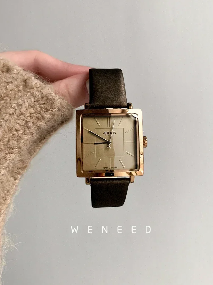 WENEED Watch Women's 2024 New Fashion Square Large Dial Niche Light Luxury Simple Women's Watch Quartz Watch