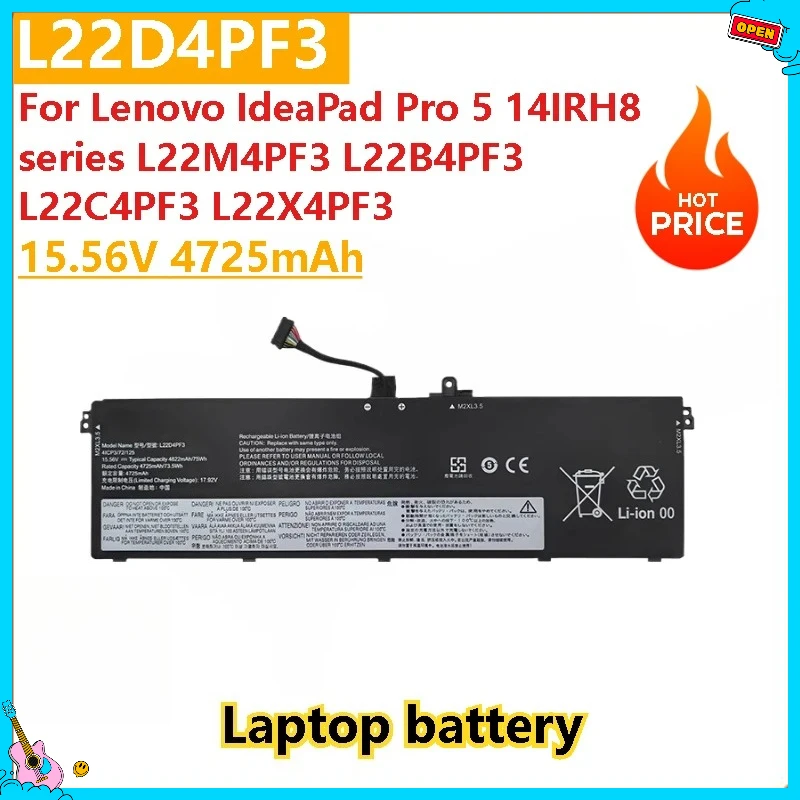 

Brand New 15.56V 4725mAh L22D4PF3 Laptop Battery For Lenovo IdeaPad Pro 5 14IRH8 series L22M4PF3 L22B4PF3 L22C4PF3 L22X4PF3