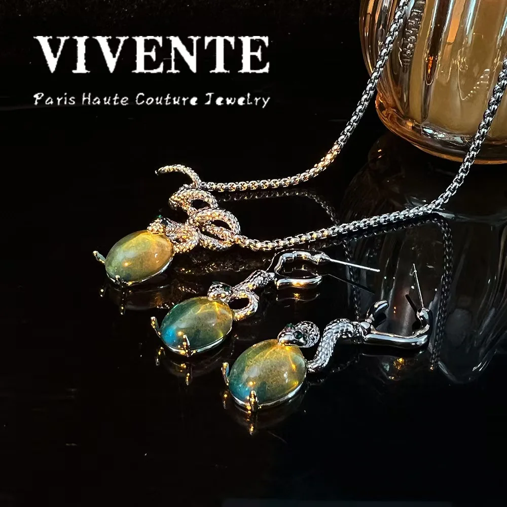 

Новый оригинальный дизайн, ожерелье в виде змеи, серебро 925, иглы, серебряные иглы, серьги с драгоценными камнями, модный женский комплект ювелирных изделий, высокое качество