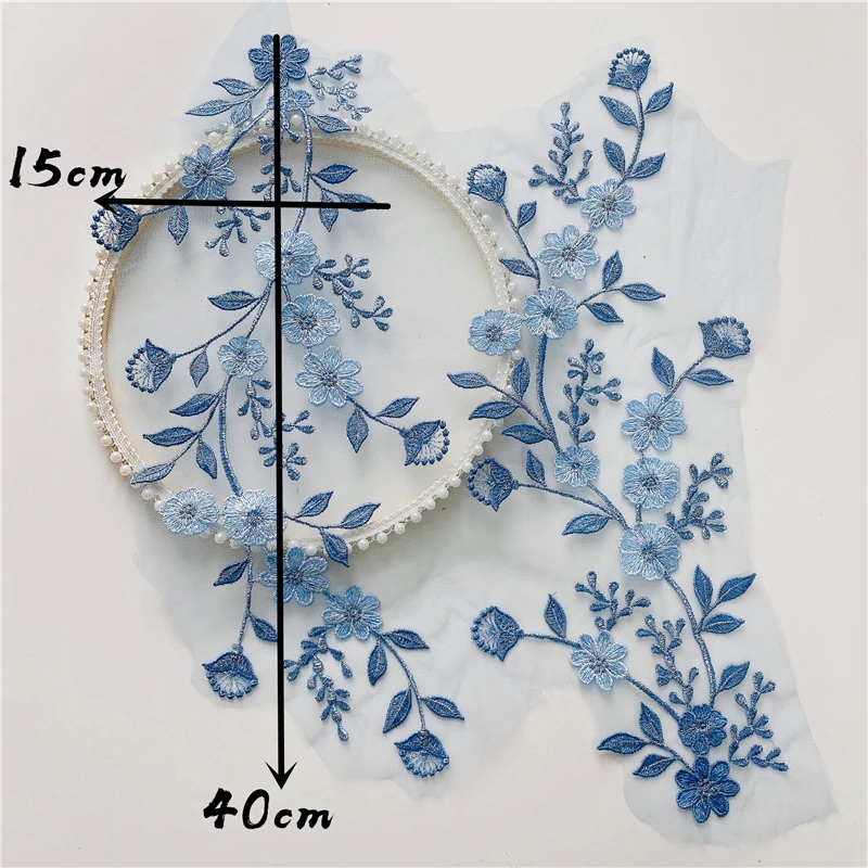 Materiale decorativo per abito da sera con fiore di prugna blu scuro, Costume da palcoscenico fai da te, Applique multicolore, RS4089