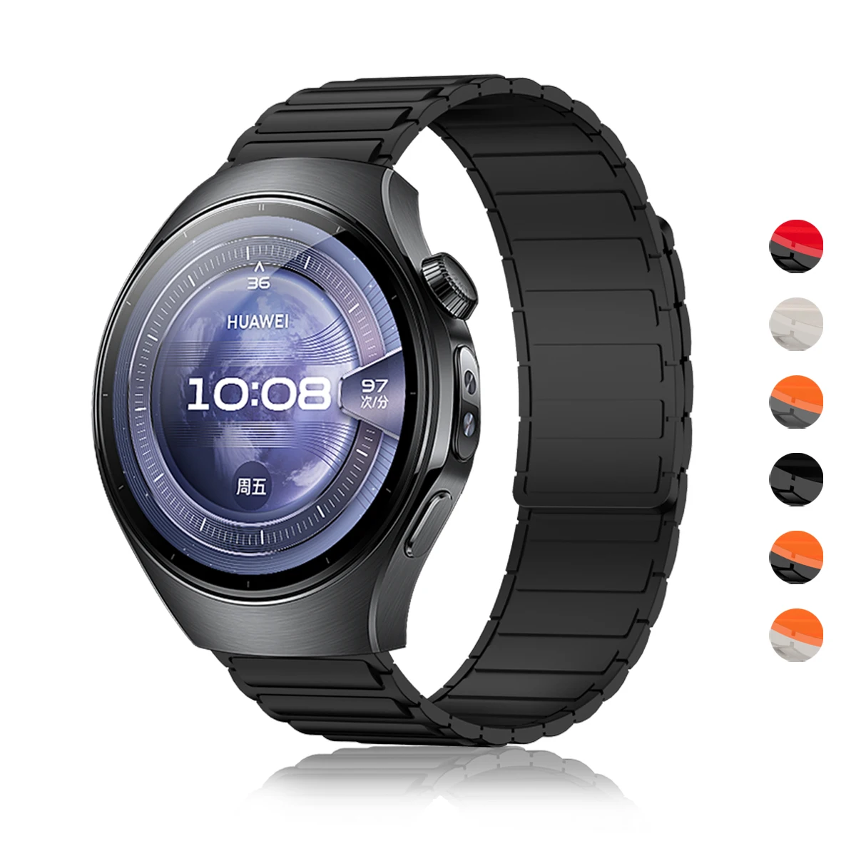 HUAWEI Watch 5 4 46mm用22mm磁気シリコンストラップ、Watch GT 5 4 pro/GT 5 4 3 2 46mm/Buds Sportブレスレット対応ループバンド