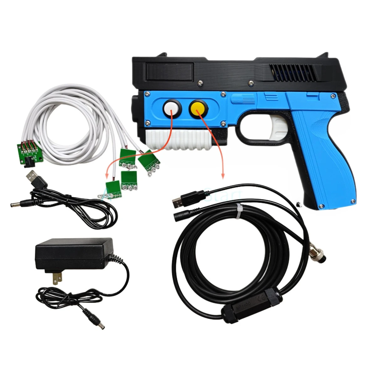 Gun 4IR/OpenFire Light Gun Set Shooting game controller for PC Games–Recoil, USB + IR Sensor + Power Adapter