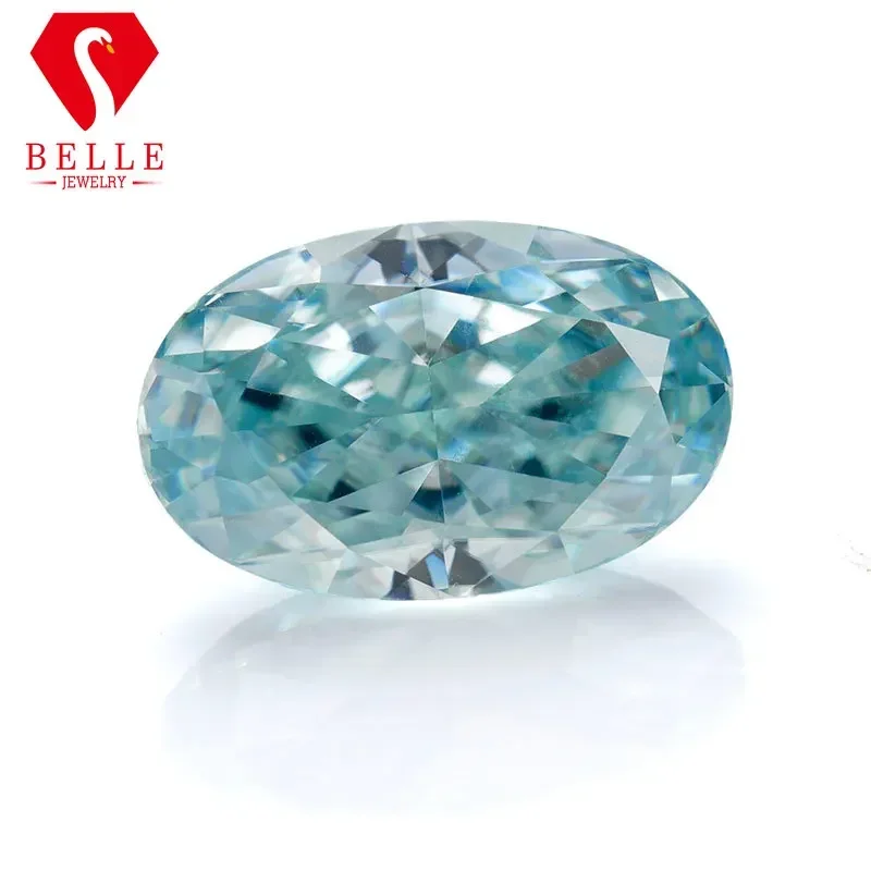 Moissanite Stone BELLE Hot Sale Aqua Blue Crushed Ice Oval Cut Loose Moissanite VVS1 GRA Certificated Diamond Beads Jewelry Mak