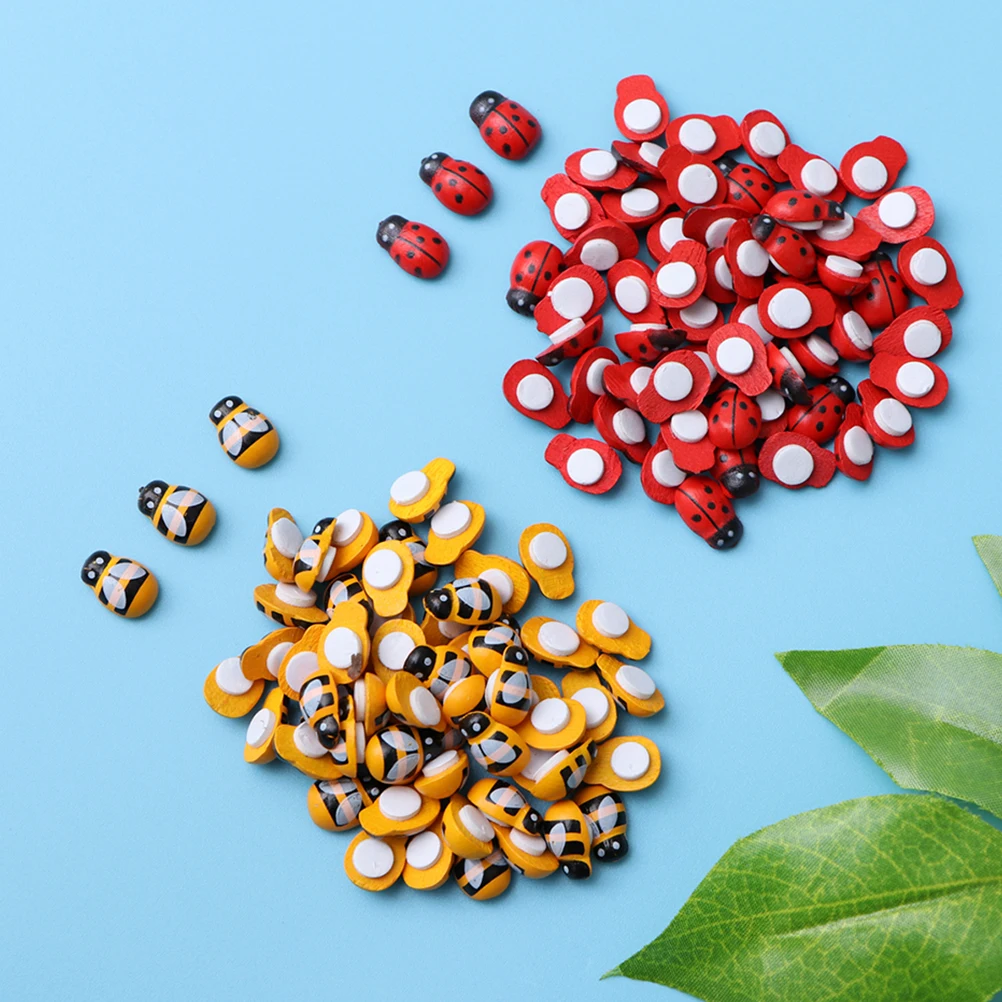 

200Pcs Wooden Bee Shape Small Patches Clothes Decoration Kids Craft Making Hairpins Rings Jewelry DIY