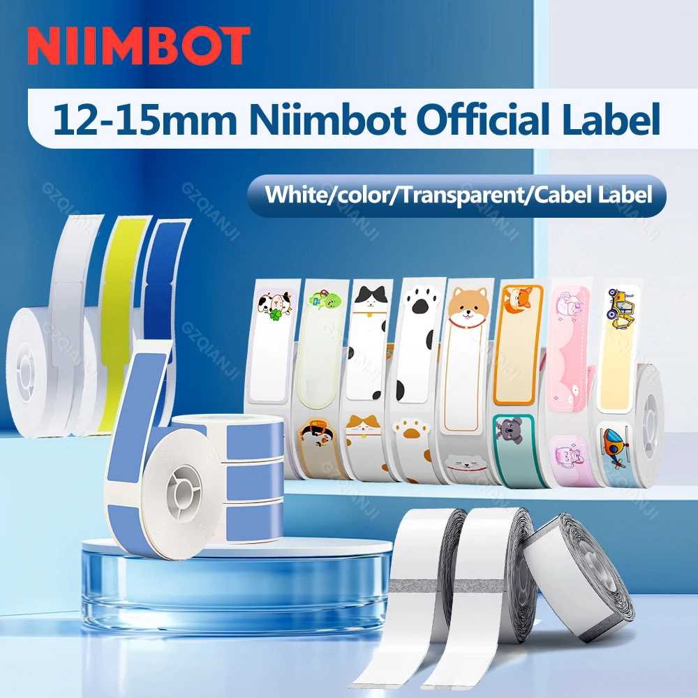 Niimbot Printer D11 D110 D101 Label Sticker 1Roll Color White Transparent Papers Waterproof Anti-Oil Label Mini Portable Printer