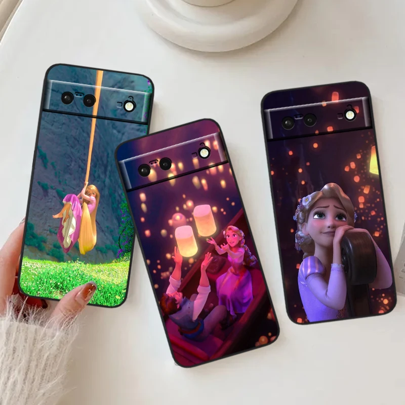 Rapunzel Tangled Disney For Google Pixel 9 8 7A 7 6A 6 5A 5 4 4A XL 5G Black Silicon Shockproof Shell Back Phone Case