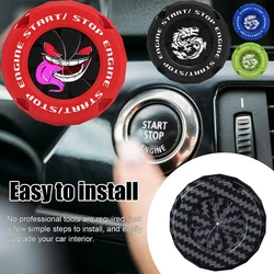 Rotary Push Start Button Cover Carbon Fiber Car Power Control Trim Interior Start Stop Button Cover Engine Start Button Cover