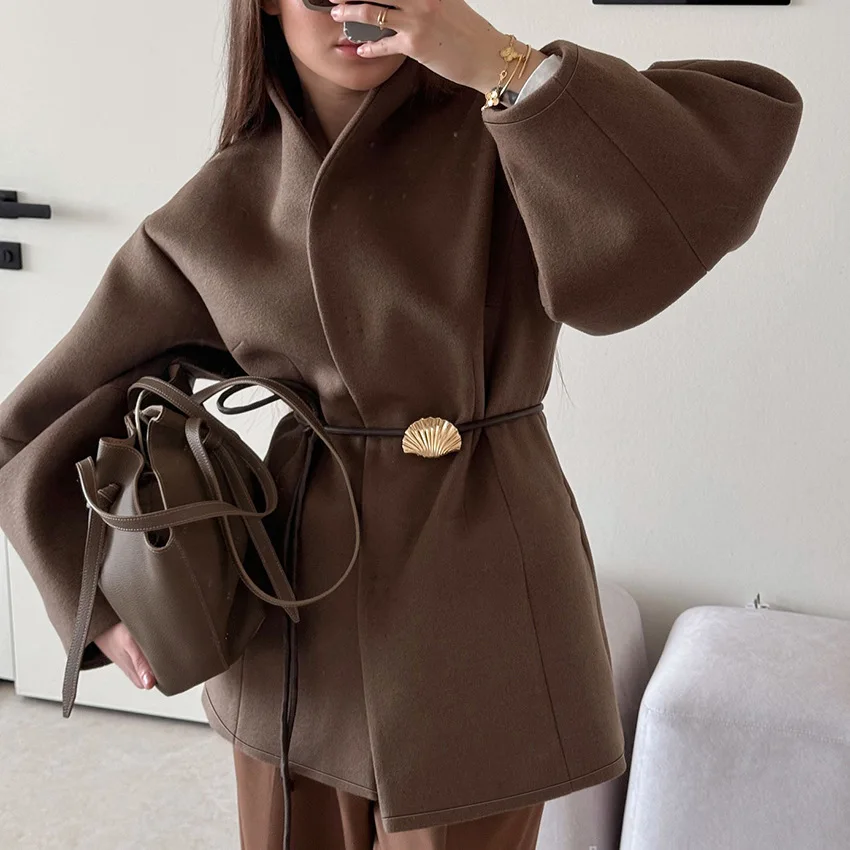 Autumn and Winter New High-end Collection Waist Woolen Coat, Women's Design Sense, Temperament and Fashion 2025