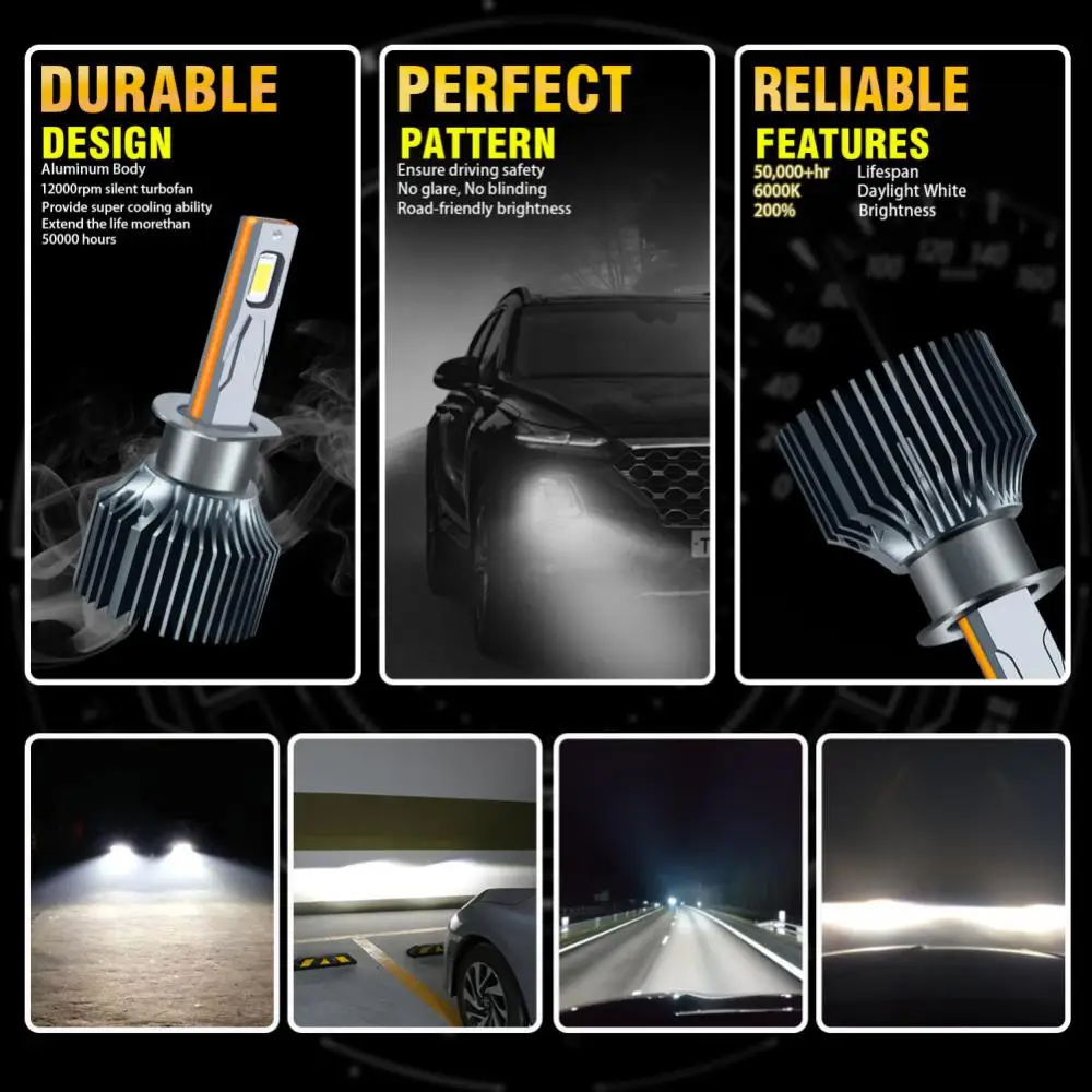 مصابيح إضاءة أمامية ليد فائقة السطوع للسيارة ، صمام ثنائي لموصل كان ، K5C Plus ، H1 ، H7 ، من من من من الخارج ، إلى الخارج ، HB3 ، HB4 ، H4 ، H11 ، 12V