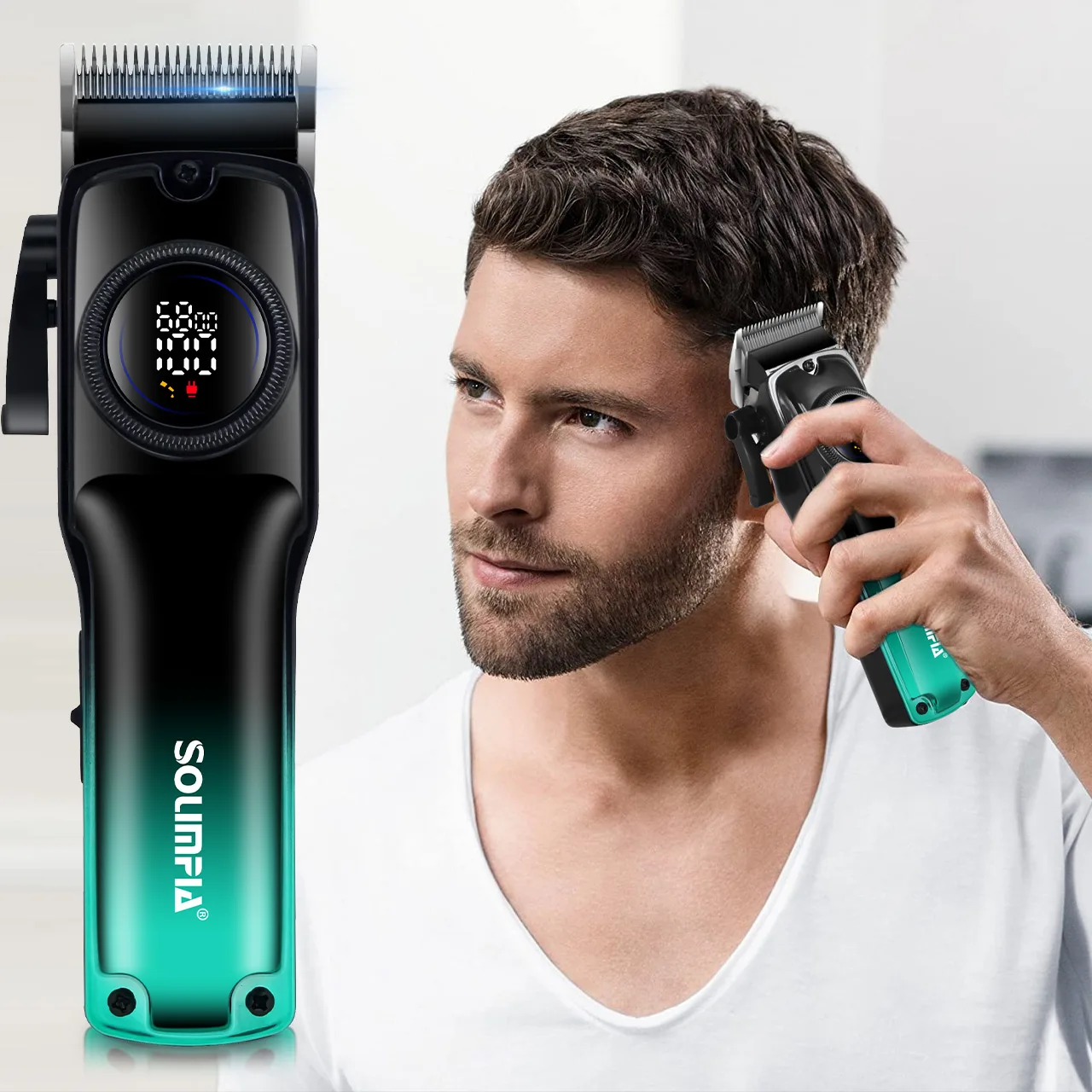 Solimpia Professional Hair clipper Adjustable Hair Cutting Machine USB Charging LED Display Hair Trimmer for Men