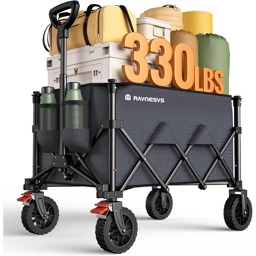 عربة قابلة للطي بسعة 330 رطل ومساحة تخزين كبيرة 180 لترًا وعربة أدوات شديدة التحمل مع عجلات لجميع التضاريس و #1