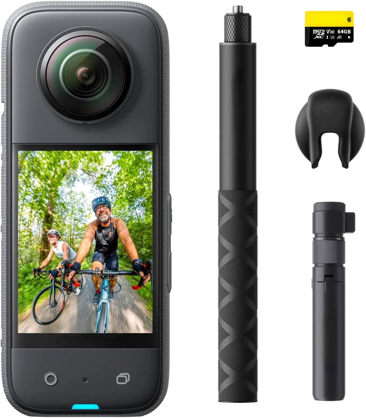 X3 Bullet Time Kit - 360 Action Camera with 5.7K 360 Active HDR Video, 4K Single-Lens Camera,Waterproof, FlowState Stabilization