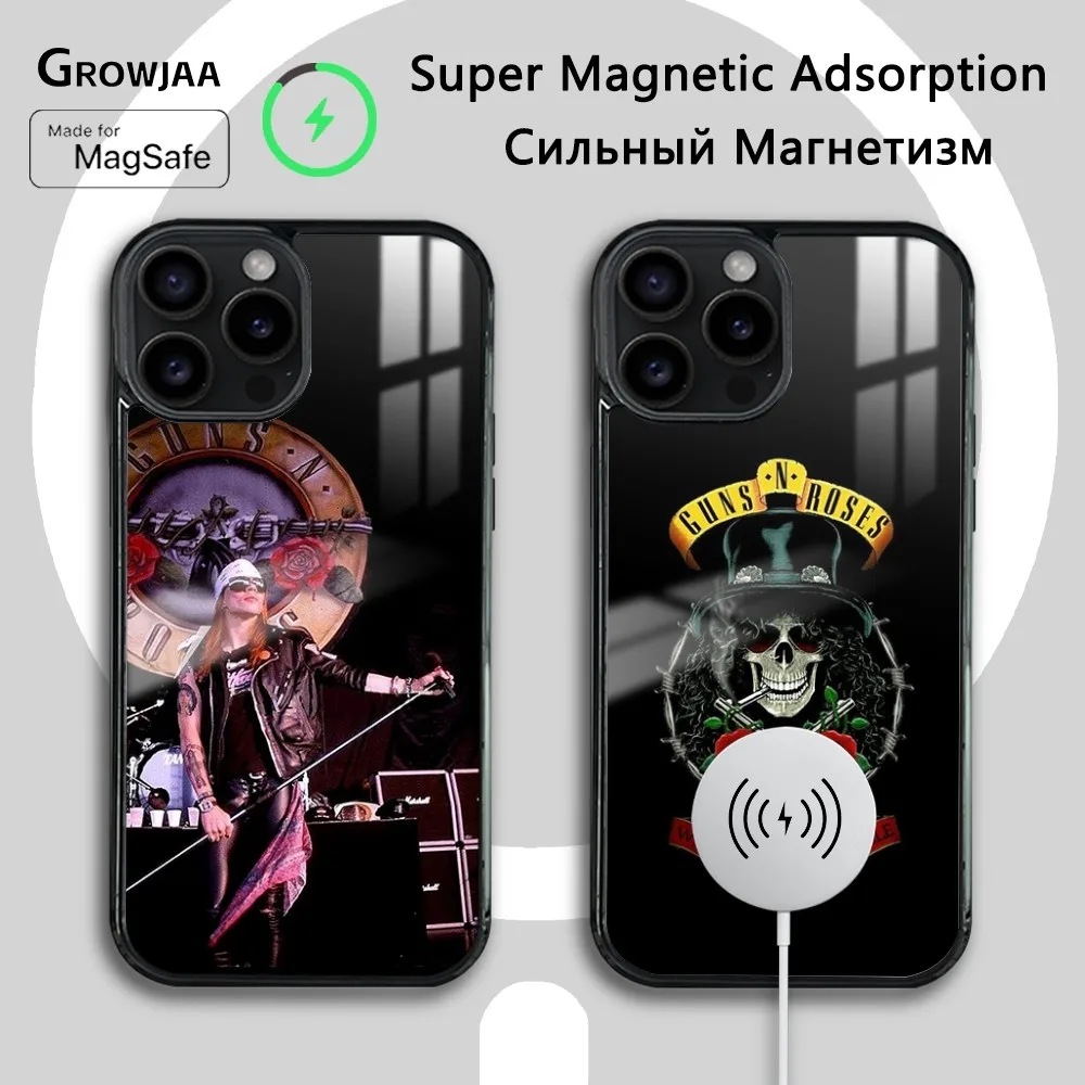 

G-Guns N Roses Good Time Phone Case For iPhone 16 15 14 13 12 11 Pro Max Plus Mini Magsafe Mirror Wireless Magnetic Cover