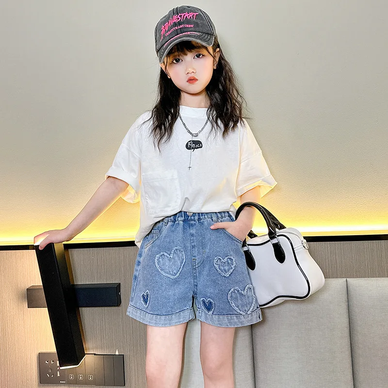 Teen Girls Denim Shorts New Summer Clothes New Arrivals Children\'s High Waist Fashion Turnup Shorts 5 7 9 11 12 13 14Years Old