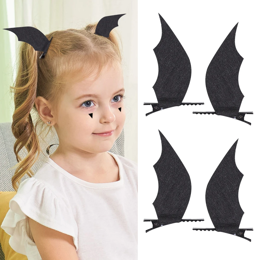 1 Pair Halloween Black Devil Wings Bat Hair Clip for Women Girl Hairpin Spider Pair Clip Cosplay Party Barrettes Accessories