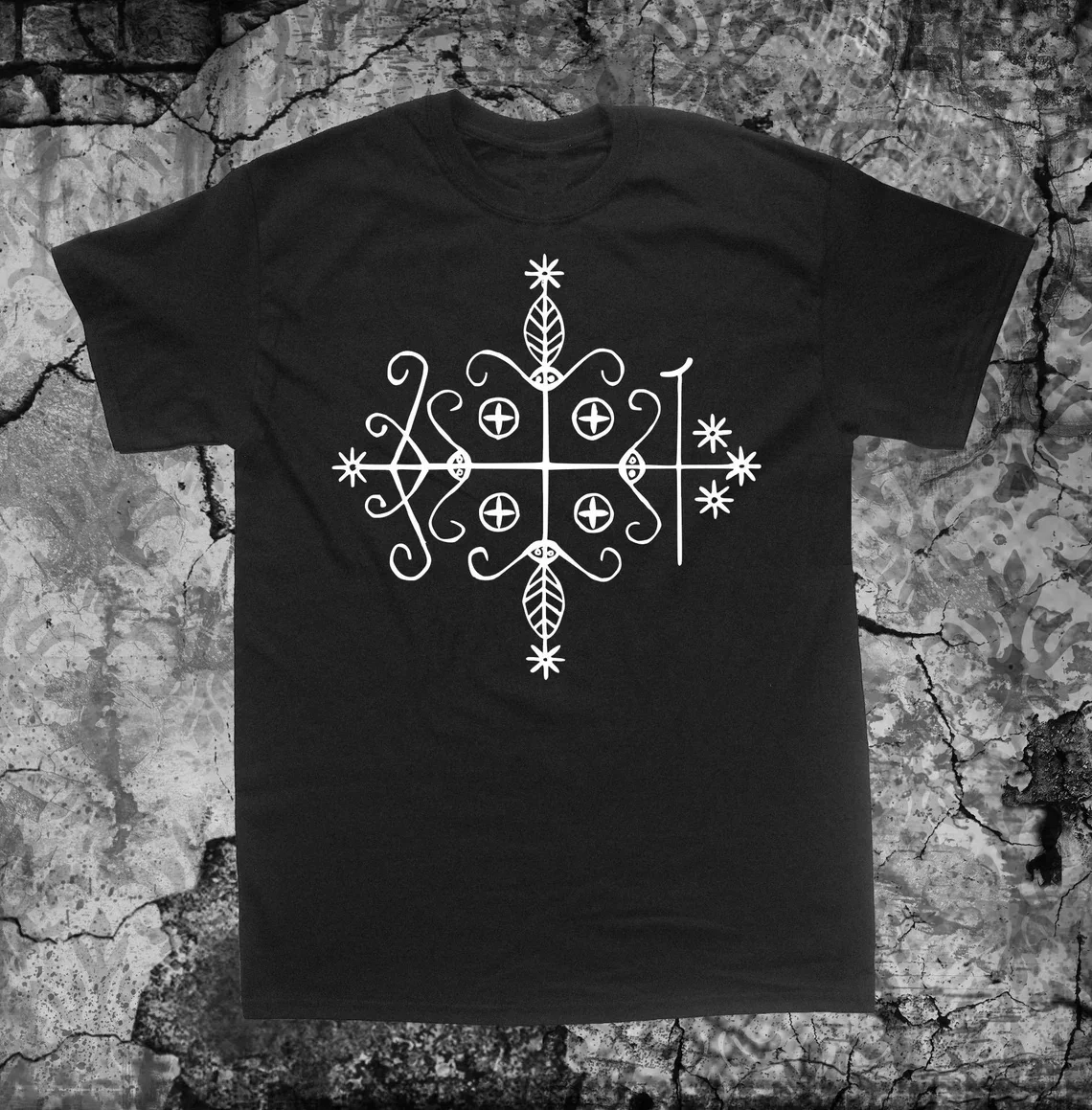 Papa Legba Voodoo Veve Shirt Occult Gothic Evil Satan Goat's Head Satanic Goat of Mendes Skull Metal Plus Size Tops