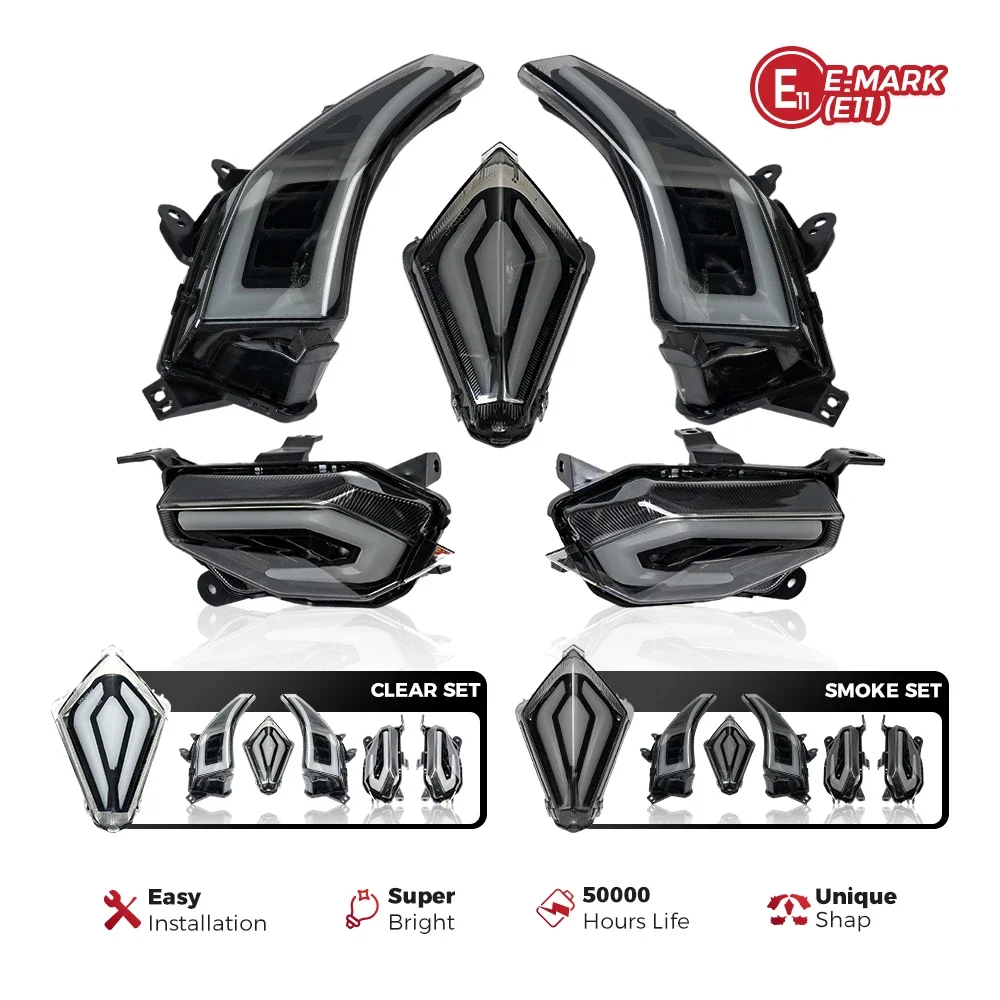 E-MARK(E11) TMAX 530 Turn Signal Light Tmax 530 2012 2013 2014 2015 2016 Led Lights Front Rear Tail Brake Light Indicators