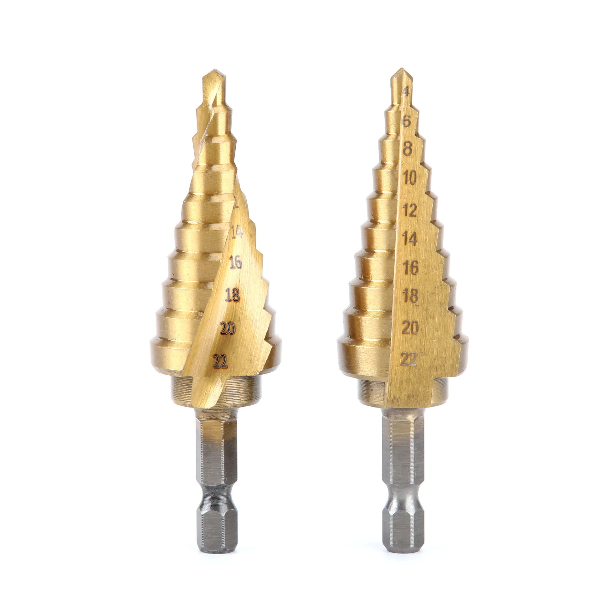 4-22mm plated hexagonal shank straight groove step drill Spiral groove pagoda bit step drill multi-function reaming dri