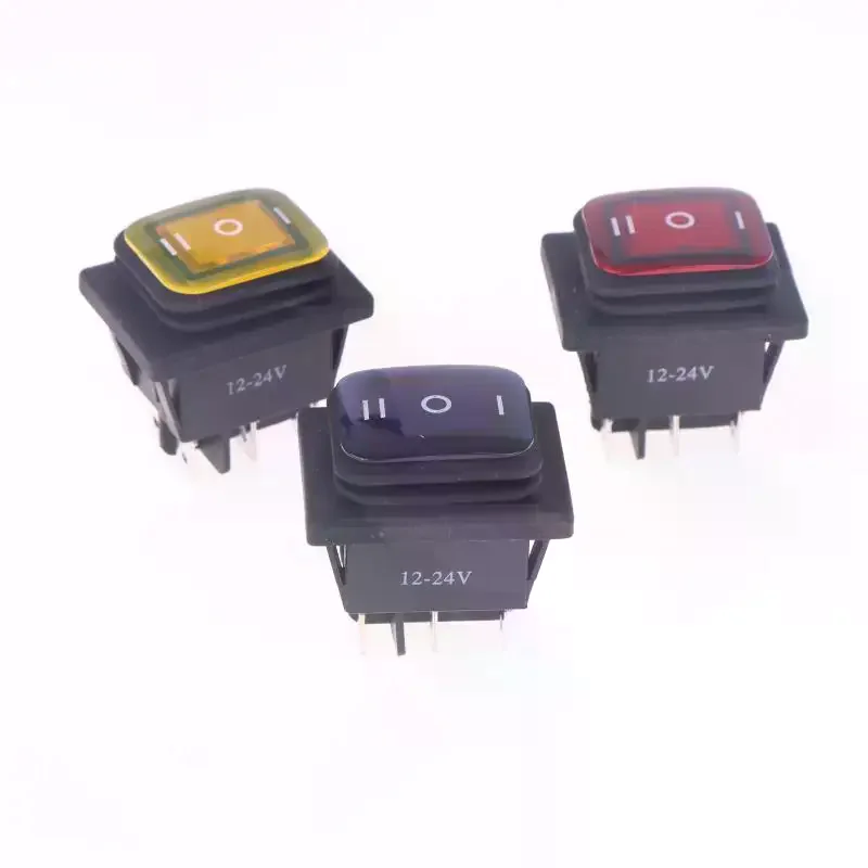 1 قطعة T85 KCD4 مفتاح الروك - 6-Pin ON/OFF/ON 12V/220V مع ضوء أحمر/أخضر/أزرق، 16A 250VAC، 30x22mm مقاوم للماء
