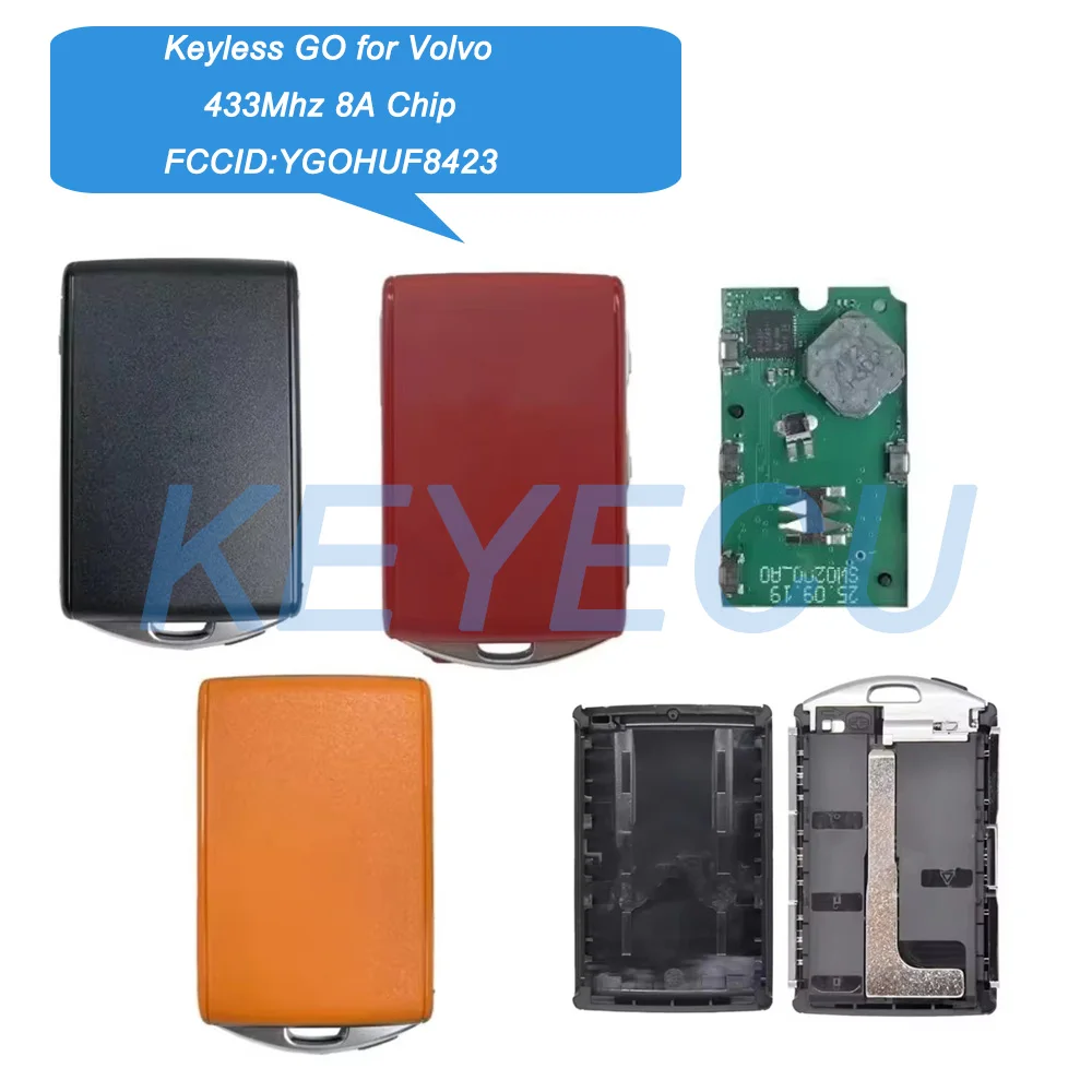 

Keyless Go Smart Remote Car Key 433MHz 8A Chip For Volvo S40 S60 S90 XC60 XC90 2016 2017 2018 2019 2020 FCC:YGOHUF8423