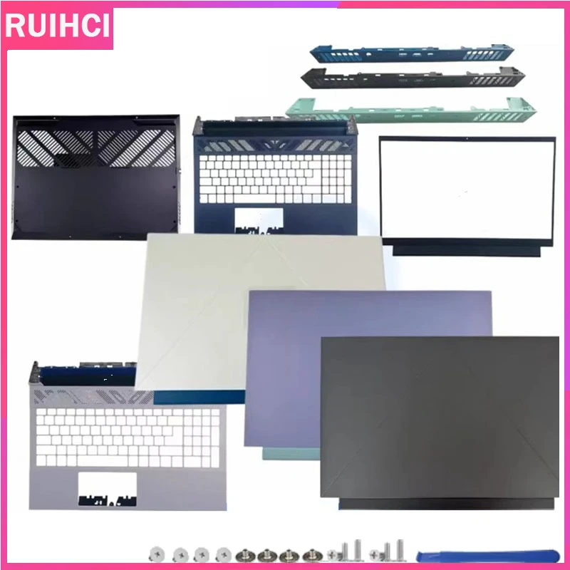 デル-g15-5530-5535-2023-ノートパソコン-lcd-リアカバー-フロントフレーム-パームパッド-ボトムカバー-エアアウトレット-0mfncw-0vytfn
