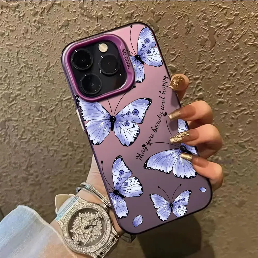 Case For Xiaomi Redmi Note 13 12 Pro Plus 12 13 Pro Redmi Note 12S 13R 12R Silver IMD Phone Funda Luxury Fashion Butterfly Cover