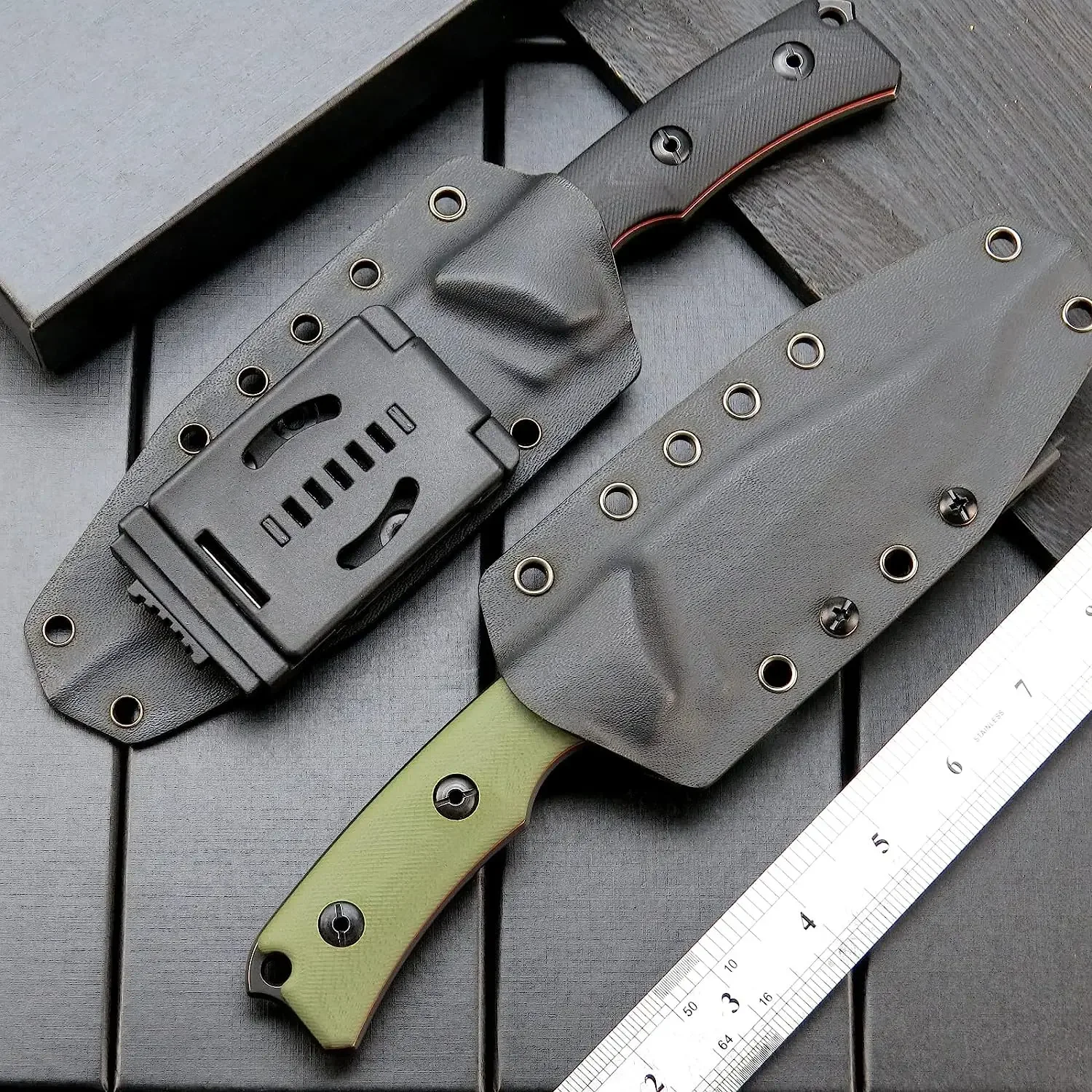 Eafengrow EF124 coltello a lama fissa 14 c28n lama in acciaio, manico bicolore G10 per lavorare in campeggio caccia sopravvivenza con guaina Kydex