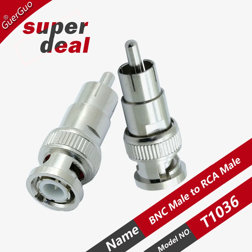 2PCS BNC Adapter BNC Male BNC Female to RCA Male Q9 Female to Lotus RCA Audio and Video Adapter BNC Female to AV Male Connector