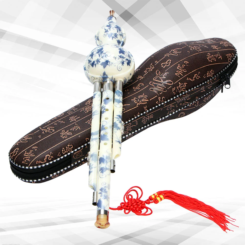 

Blue and White Porcelain Gourd Silk Synthetic Cucurbit Flute for Beginner Chinese Instrument Musical Instruments