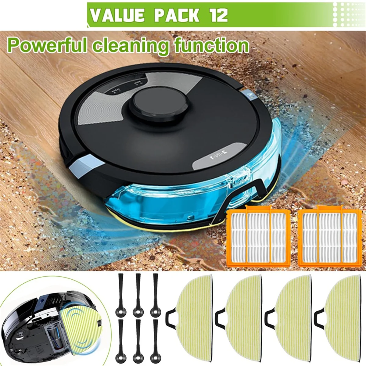 

X09AReplacement Parts for Shark RV2610WA AV2610WA RV2620WA RV2610WD RV2410WD RV2620WD Mop Brush Filter Kit
