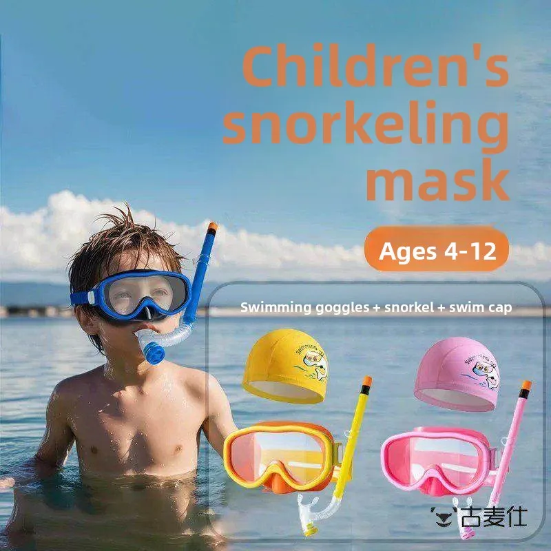 Swimming Goggles Diving Equipment Breathable Tube Nose Protection Integrated Snorkeling Mask for Children Swimming Gear