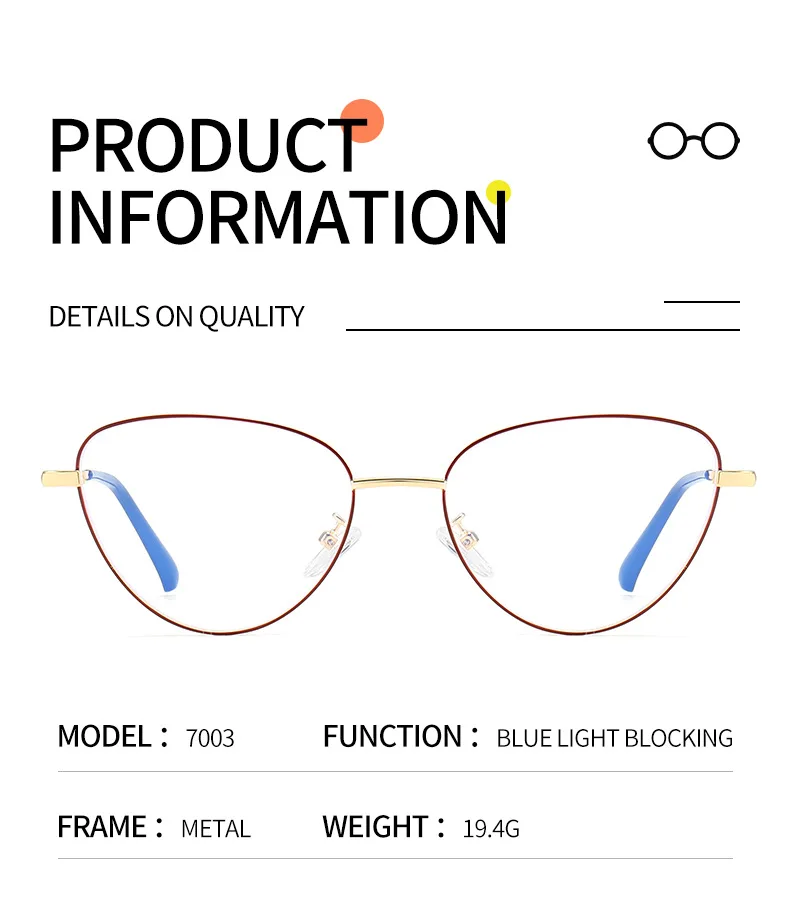 BEMORE High Quality Metal Clip on Prescription Glasses Woman Cat Eye Anti-Blue Ray Medical Optical Eyeglasses