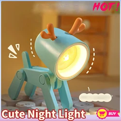 Mini Cute Pet Deer Lights  Folding Desk Lamp Portable Night Light Student Living Room Decor Holiday Gifts New LED Night Light