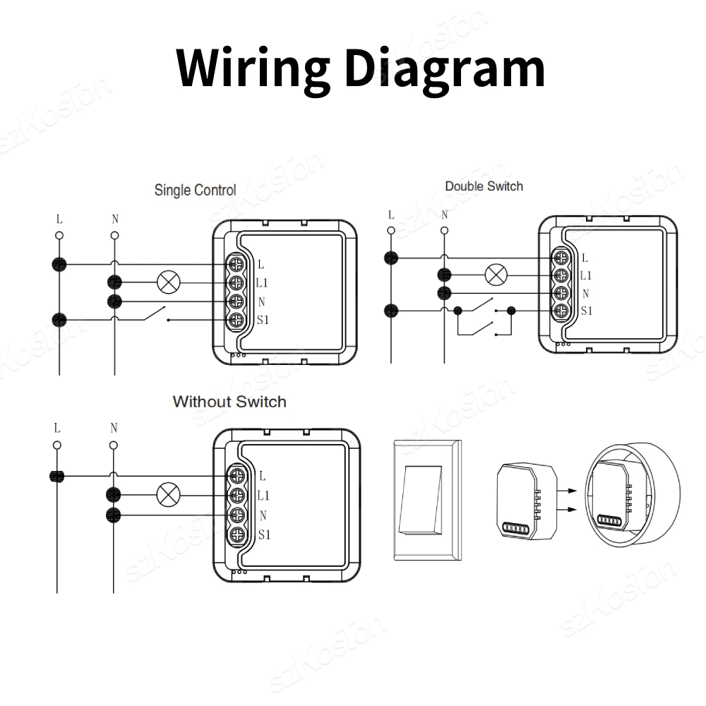 Dimmers Inteligentes Tuya WiFi, Dimmer LED, Módulo Switch, Lâmpada de 1 Canal, Controle de Brilho, Funciona com Alexa, Google Home, 100-240V