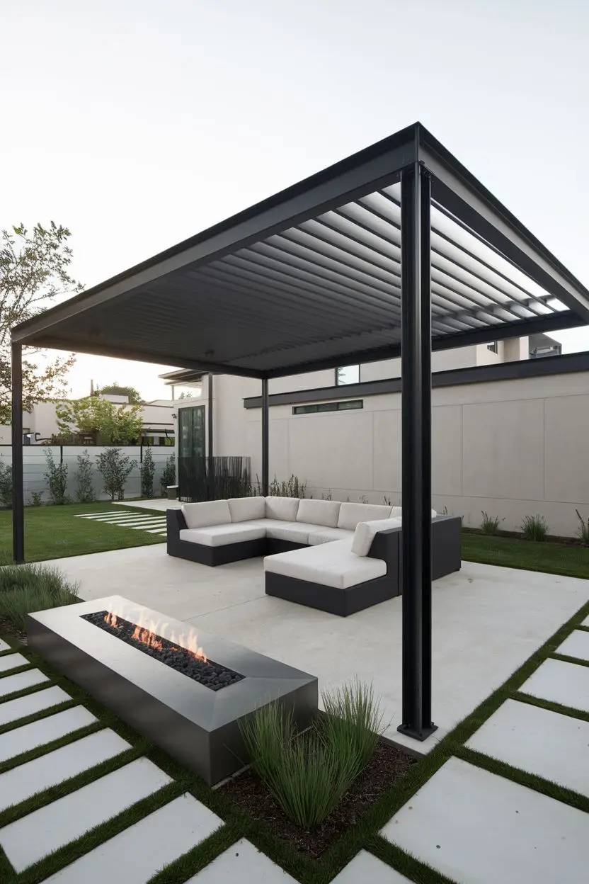 

Adjustable Louvered Pergolas with Aluminum Frame Modern Design Provide Sun Shade and Waterproof Windproof Aluminum Pergola