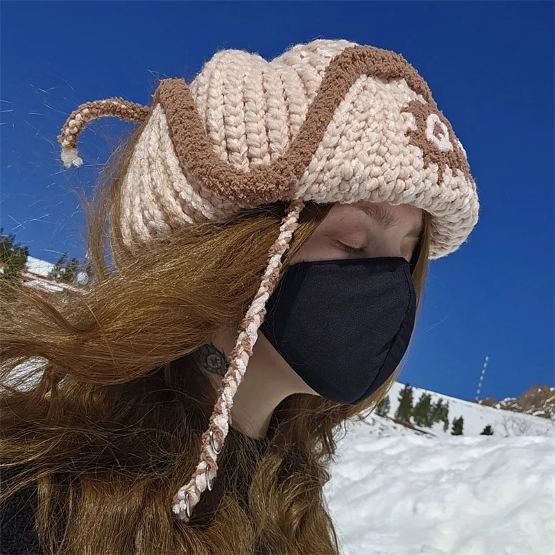 Pure handmade knitting Collapsible Lei Feng hat Winter Man Women Unisex Ski Mask Balaclava for Outdoor Sport winter warm