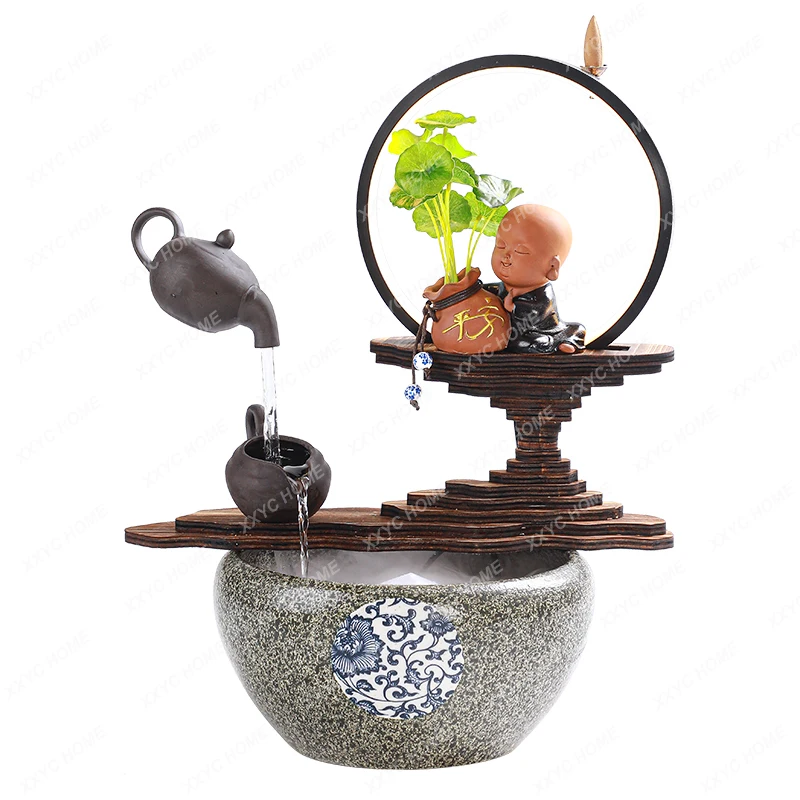 Creative Water Fountain Decoration Hanging Pot Fortune Lamp Ring Backflow Incense Desktop Office