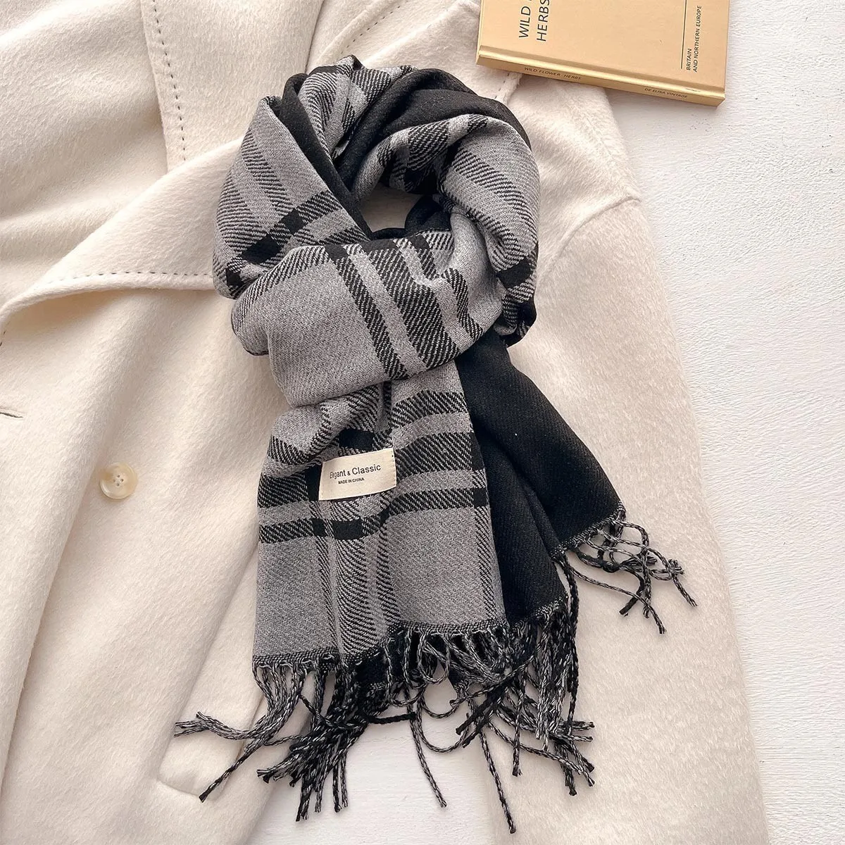 2024 Autumn Winter Men Women Warm Scarf Double Sided Imitation Cashmere Shawl Thick Wrap Student Scarves Bufanda Echarpe Blanket