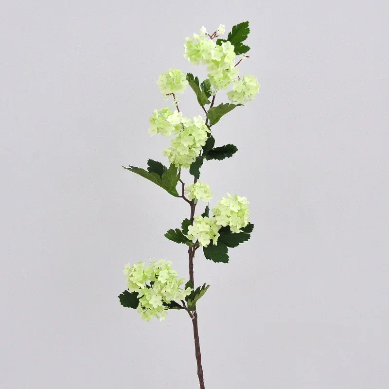 18 Heads Artificial Single Snowball Flower Hotel Wedding Road with Fake Flower Arrangement Green Snowball Hydrangea Flower