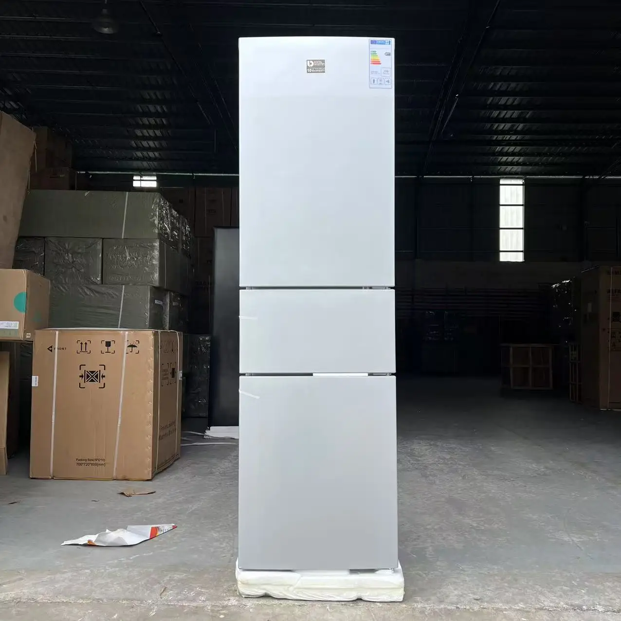 

250L Vertical 3 Door Fridge Silver Color Direct Cooling Digital Inverter Refrigerator for Household Kitchen Appliances Pro