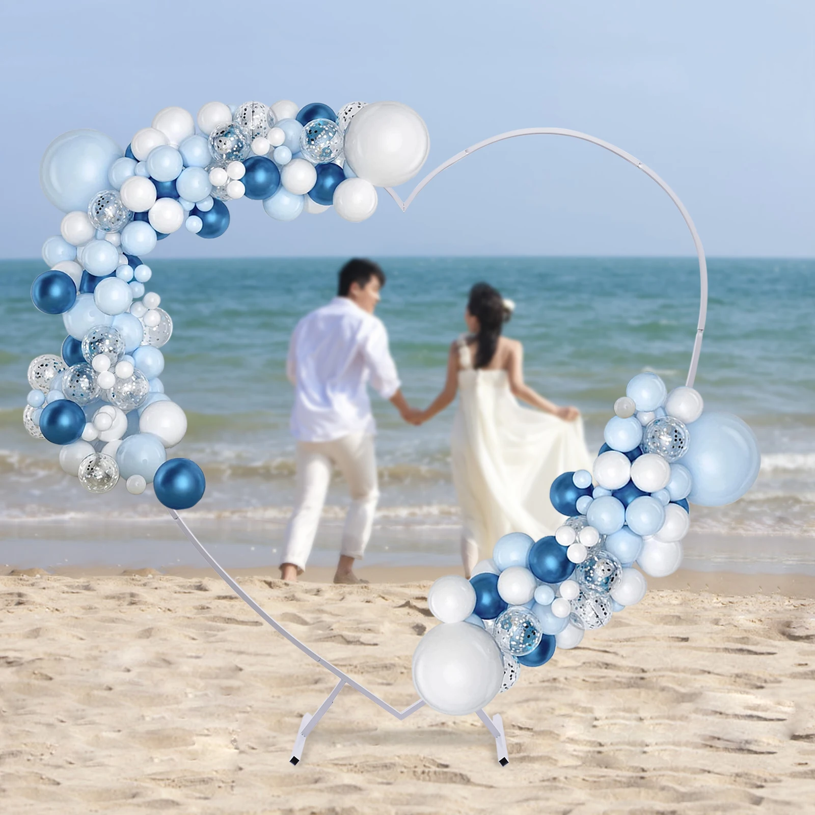 

6.9FT Heart Shape Wedding Arch Backdrop Stand Flower Frame Stand Balloon Arches with Base for Party Proposal Supplies