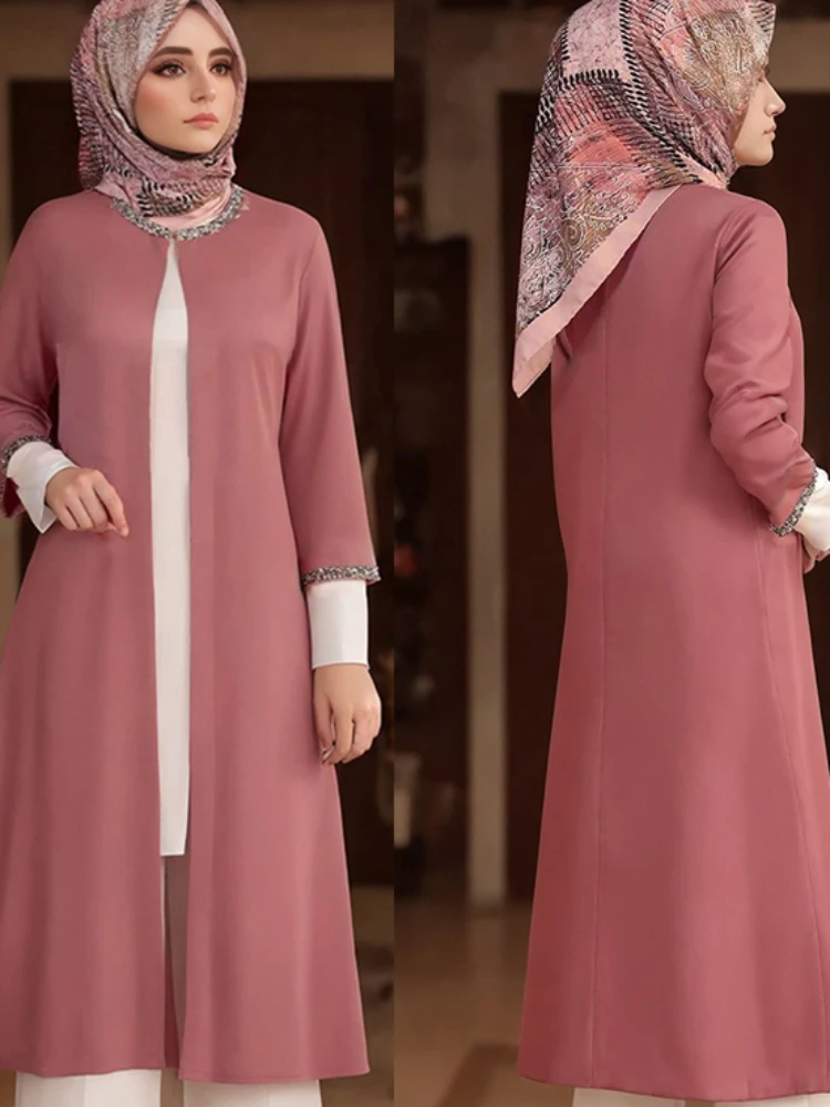 Eid muzułmański kardigan dla kobiet Abaya jednoczęściowy Ramadan Abayas kobieta indyk szlafrok Kimono marokański kaftan Vestidos 2023
