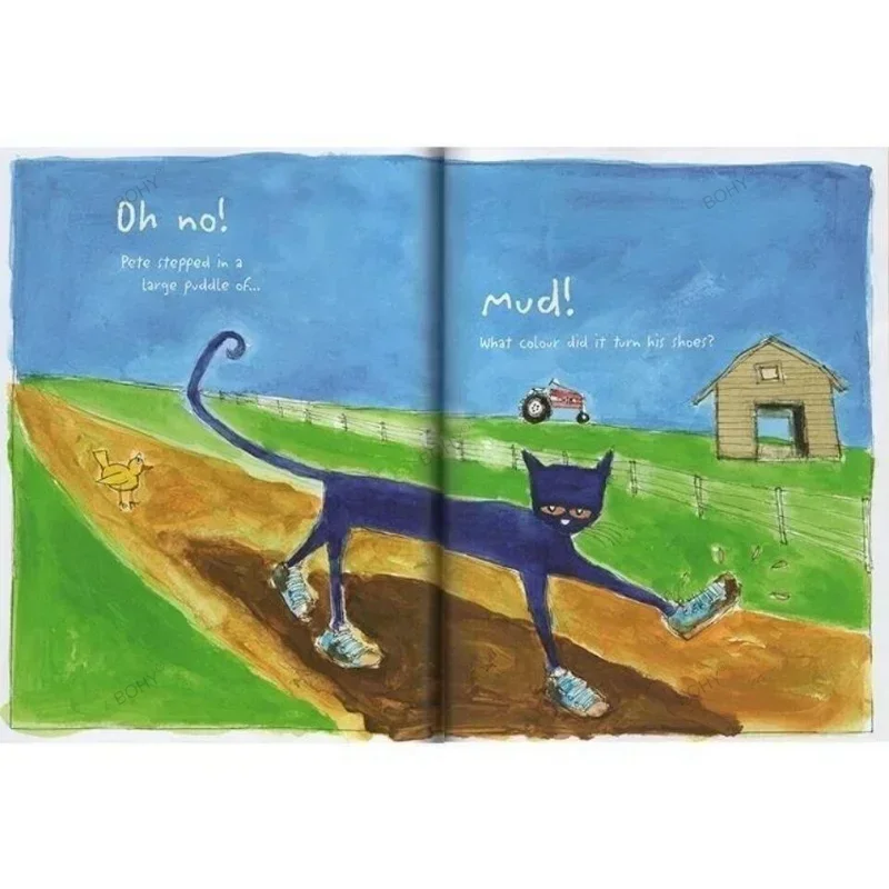 Pete The Cat I Love My White Shoes libro de imágenes en inglés para niños, Educación Temprana, iluminación de la escuela primaria, lectura para dormir