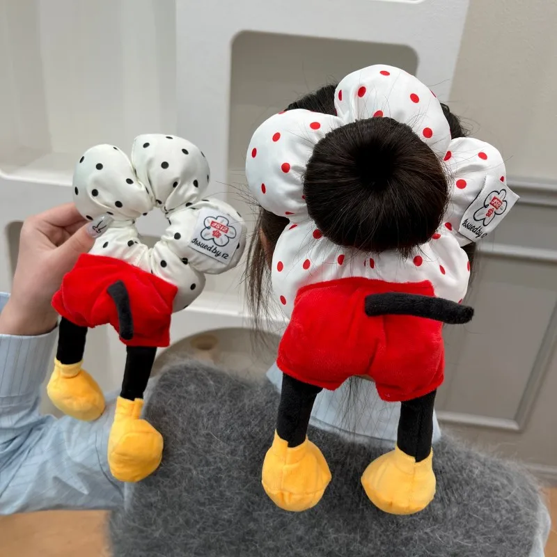 

Cartoon 3DMickey Butt Hair Ring Flower Wave Point Large Intestine Hair Ring Cute Plush Headband Creative Design Hair Accessories