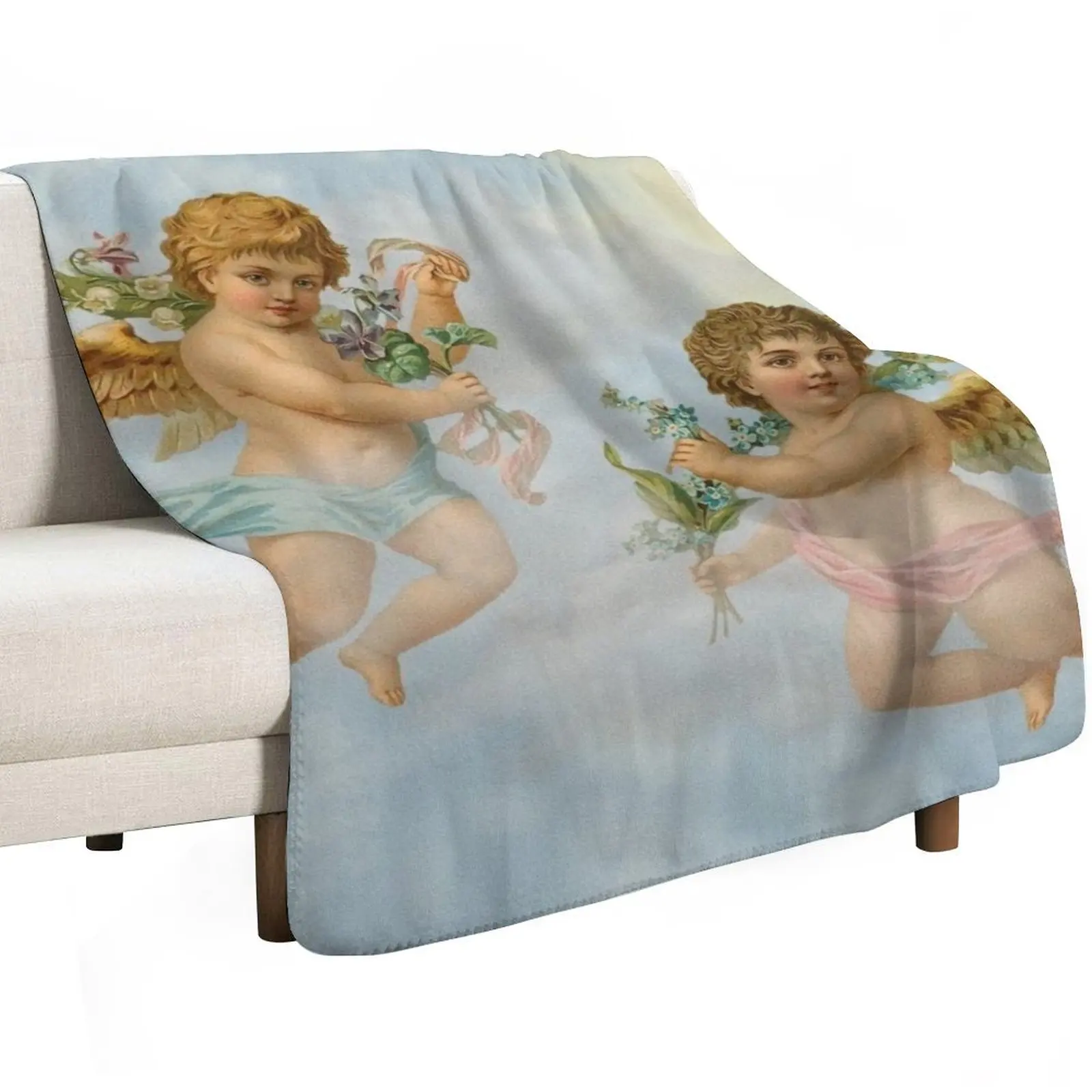 Cupid Angels in Heaven (Aesthetic Renaissance Art) Throw Blanket Kid'S heavy to sleep Vintage Polar Bed for sofa Blankets