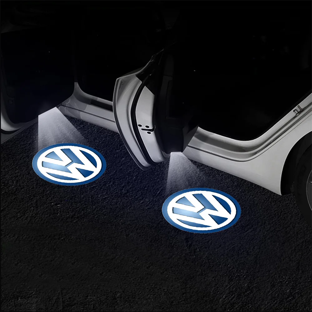 Lumière de bienvenue de porte de voiture à LED, budgétaire laser, insigne, lampe d\'emblème pour Volkswagen Rline R Golf Polo Beetle Passat Tiguan